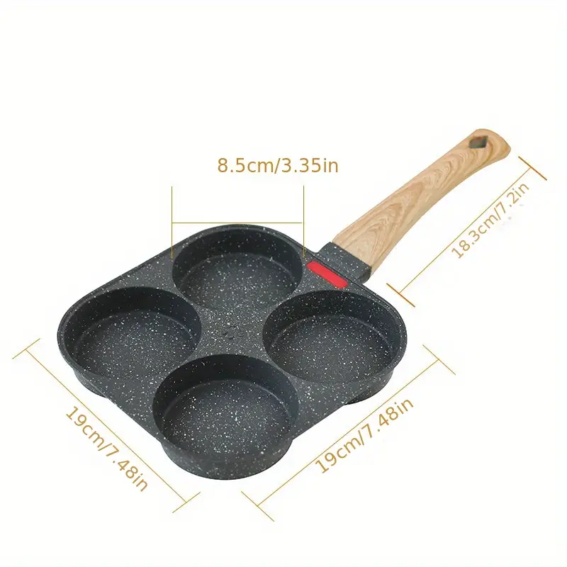 1pc, 4-Cup Frying Pan (7.48''), Durable Nonstick Pancake Skillet, Sectional  Egg Fry Pan, Omelet Pan, For Gas Stove Top And Induction Cooker, Kitchen U