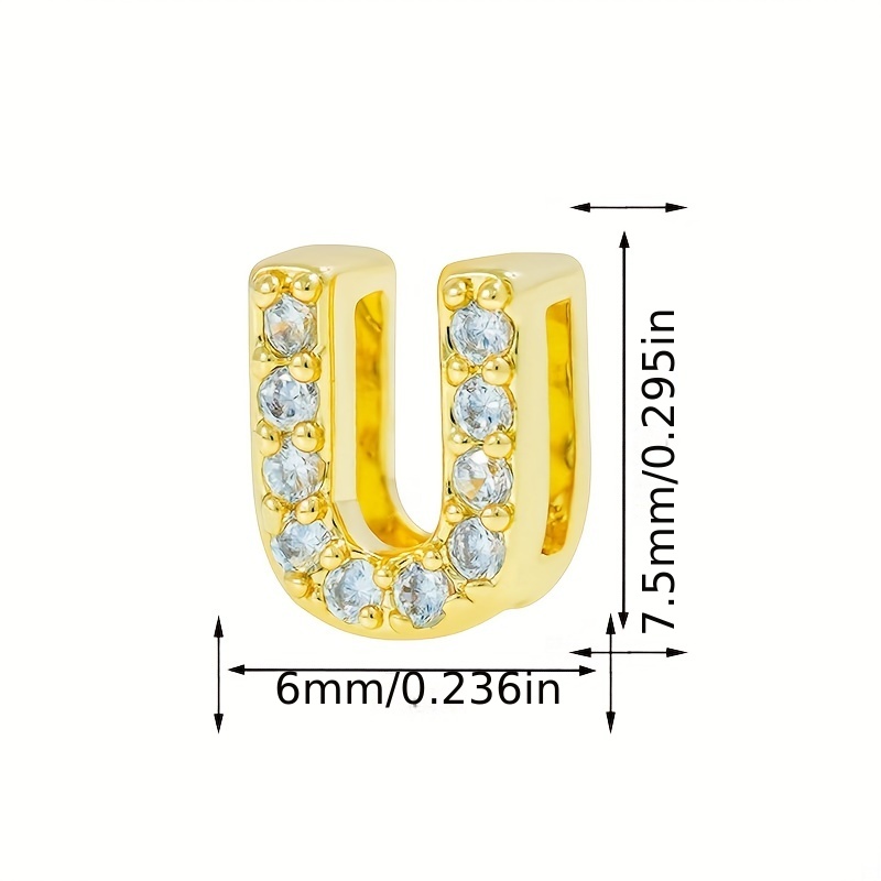 Brass Cubic Zirconia Decor Letter Beads Rhinestone Cube - Temu