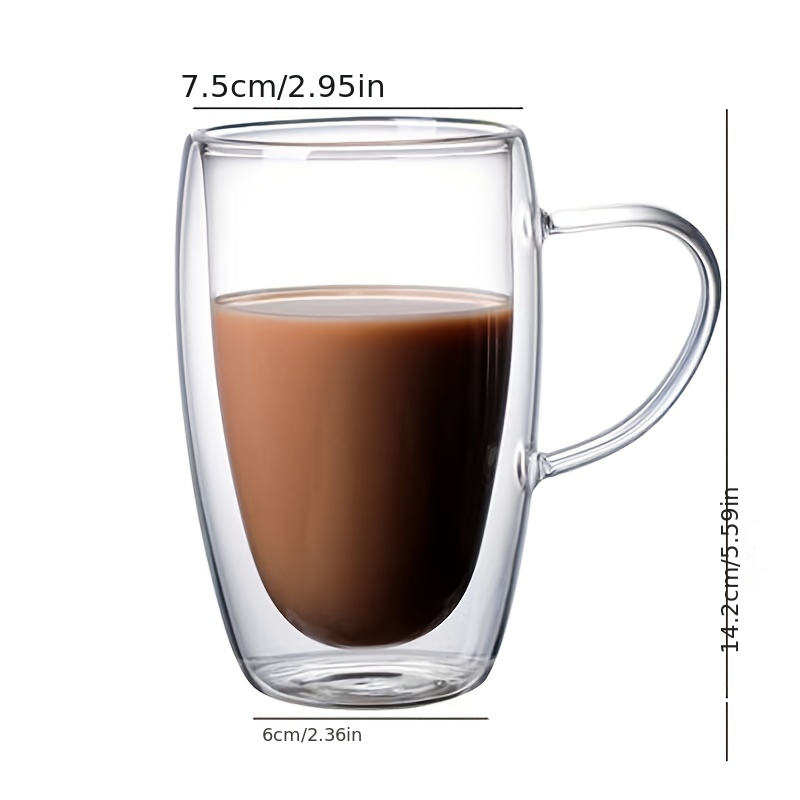 1pc 150ml Double Walled Glass Coffee Cup With Handle And