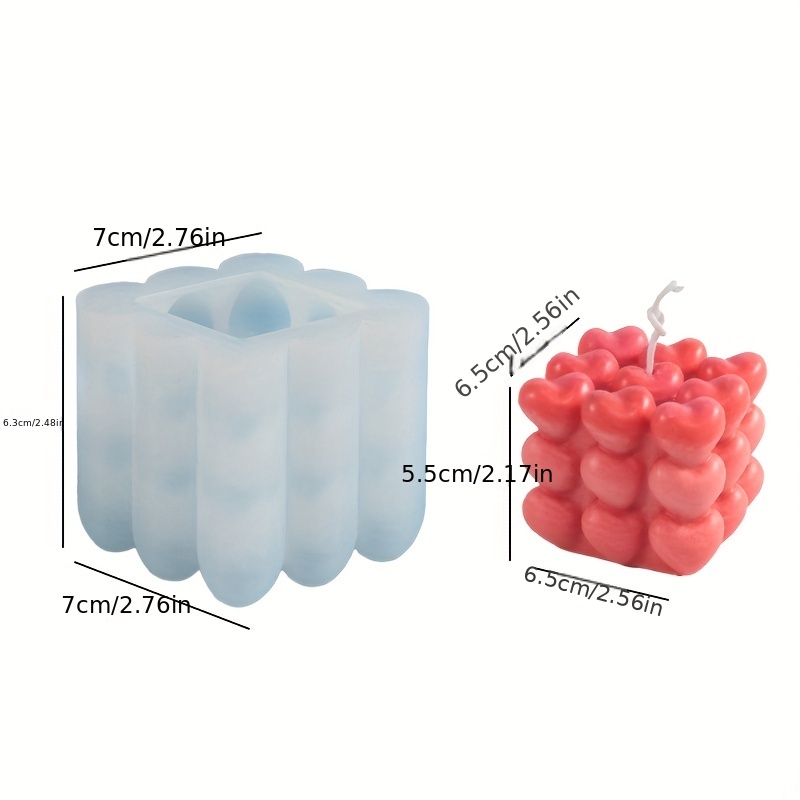 Molde de silicona bubble 9 corazones para hacer velas caseras.