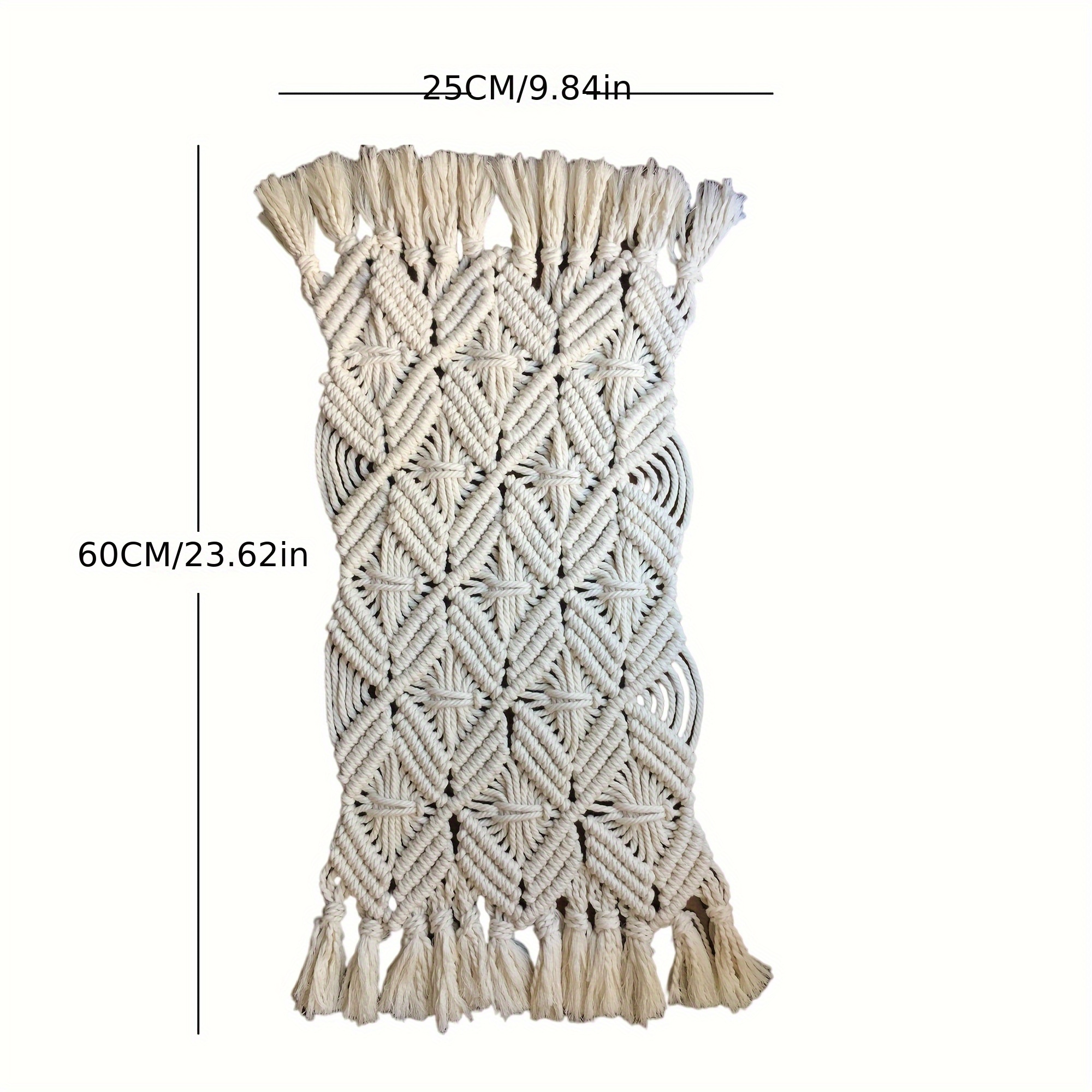 A Macrame Placemat Featuring A Bohemian Style With Tassels, Handcrafted For Table Decoration And Heat Insulation