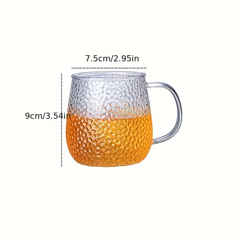 Colorful Coffee Mug Hammered Glass Cup High Borosilicate Handle