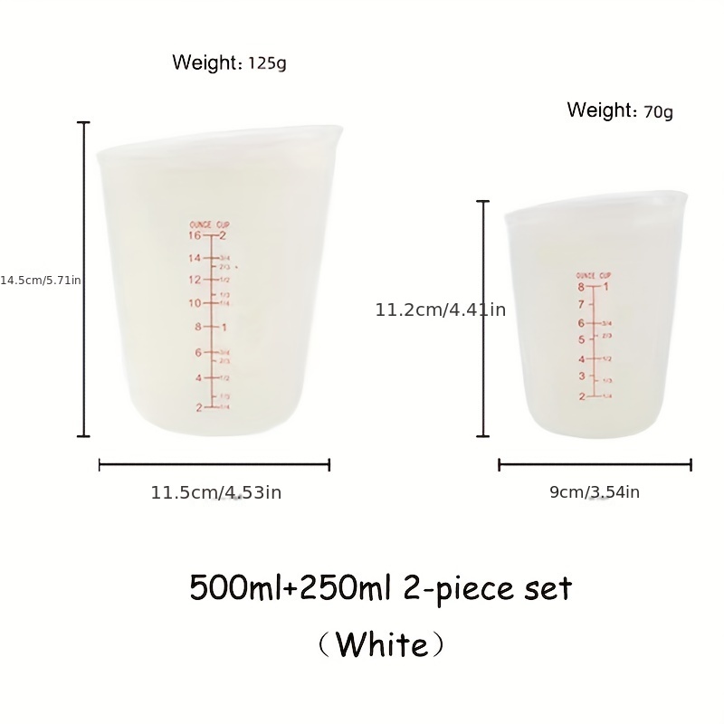 Self-contained Scale 500ml/250ml Silicone Measuring Cup DIY Hand-Adjusted  Glue Cup Baking Household Measuring Cup Silicone Measuring Cups for Liquids