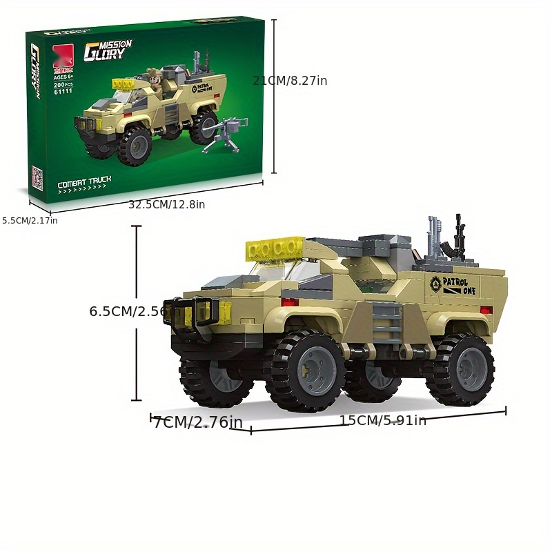 61109 Small Particle DIY Mini Fighter Model Assembled Military Building  Blocks - Army Multi-purpose Light Wheeled Vehicle Building Block, Light  Truck
