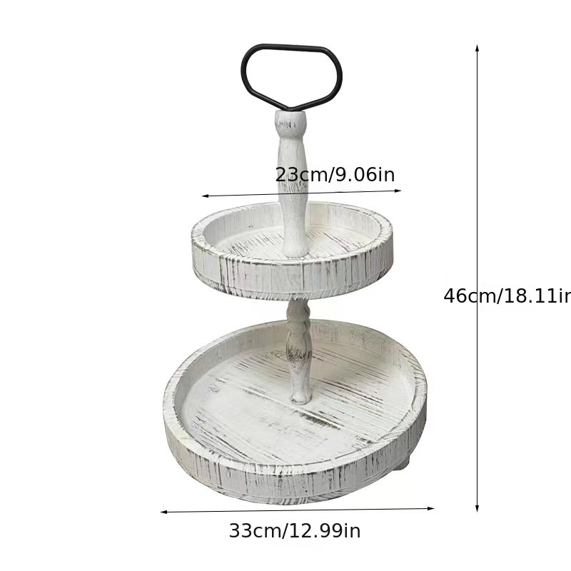 1 шт. элегантный поднос для тортов из массива дерева для демонстрации десертов и фруктов на 2 уровнях для вечеринок в домашних условиях и сортировки деталей 7.