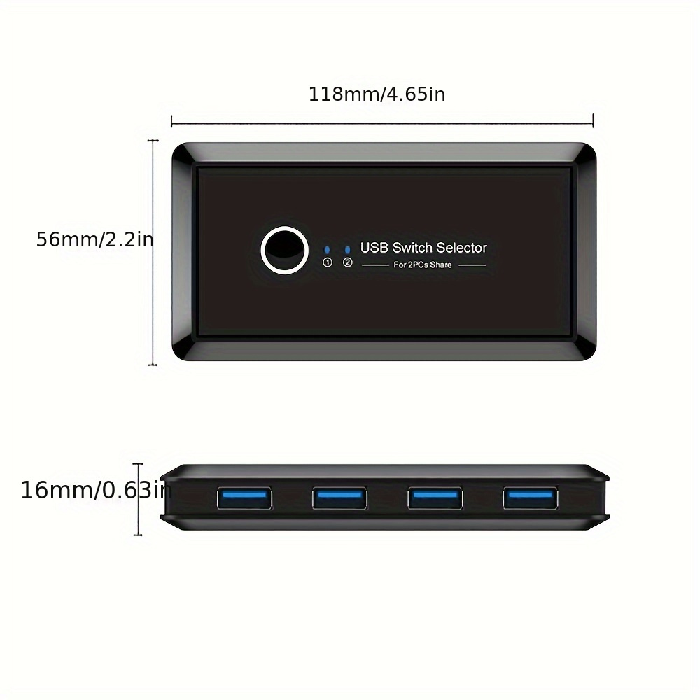 USB 3.0 Switcher Selector 2 Computers Sharing 4 USB Devices KVM Switch Hub  Adapter for Keyboard Mouse Printer Scanner U-Disk, Hard Drives, Headsets