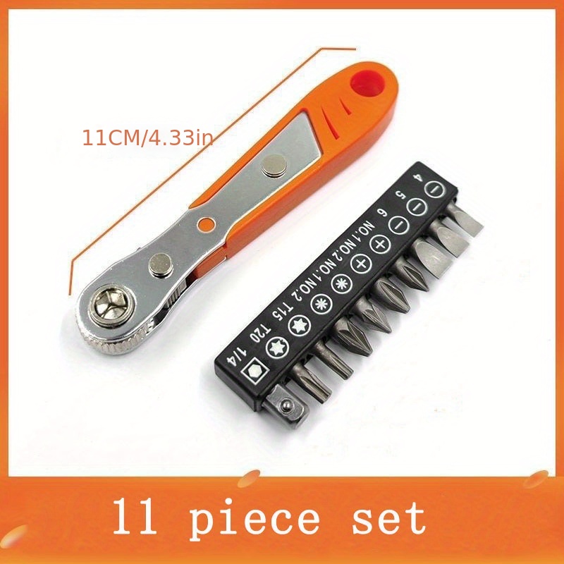 1/4 Double\-headed Multifunctional 90 Degree Right Angle L\-type Socket  Wrench Screwdriver Sets with 10pcs Bit Hand Tools 