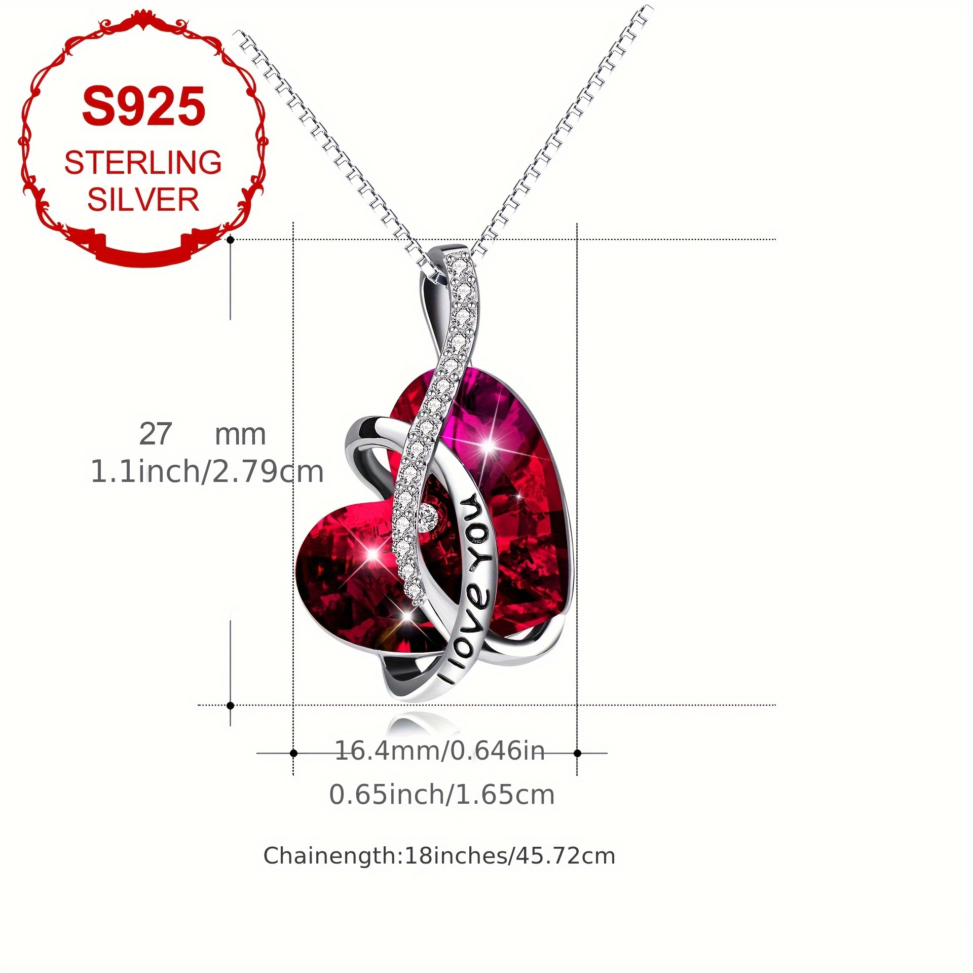 12 Birthstone Love Necklace with Artificial Crystal