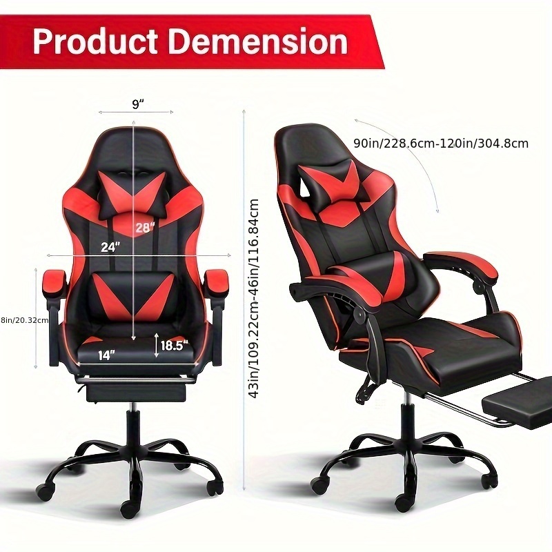 Racing Video Backrest Seat Height Recliner Gaming Office - Temu