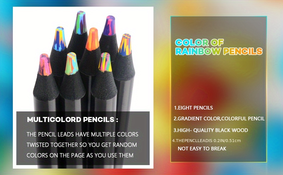 8 Colors Gradient Rainbow Pencils Jumbo-Colored Pencil for Adults
