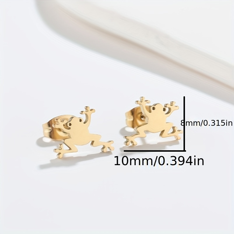 2pcs Men's Stainless Steel Frog Ear Stud Earrings