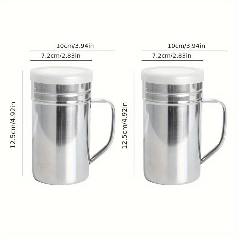 TEMU Edelstahl Gewürzglas mit Griff - Langlebiger BBQ-Gewürzstreuer, Pfeffer- & Sesampulverbehälter mit Deckel, Ideal für Zuhause, Restaurant, Café,