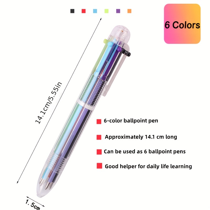 Acheter Stylo à bille multicolore 6 en 1 comprenant 5 couleurs, 1 gomme  automatique pour le marquage, l'écriture, les fournitures scolaires et de  bureau