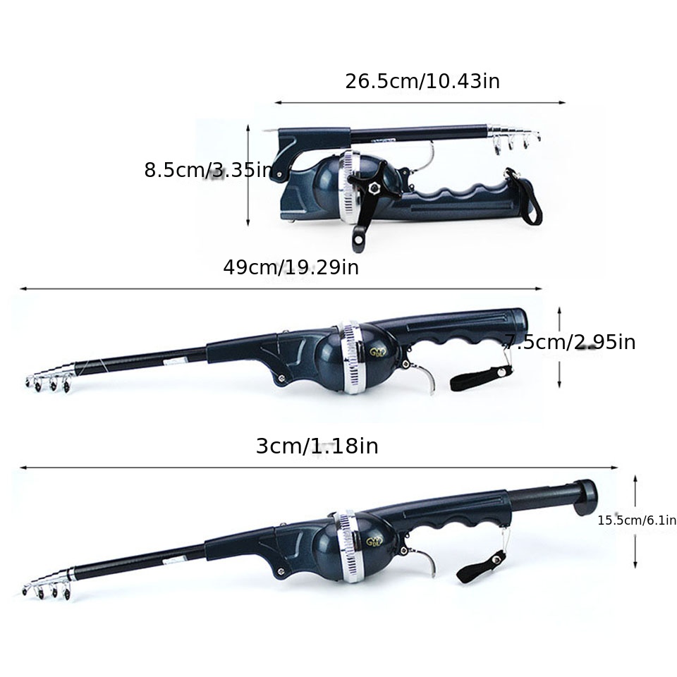 Portable Full Metal Fishing Rod, 52.76inch Foldable Fishing Lure Rod,  Telescopic Fighing Pole Reel Combo With Fishing Line
