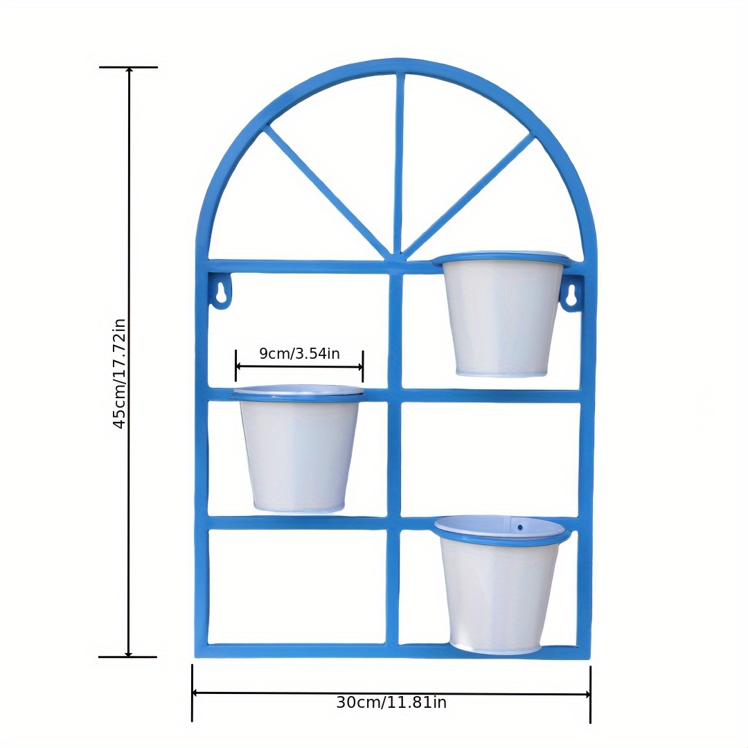 Wrought Iron Window Set with Planter, Rust-Resistant Wall-Mounted Shelf