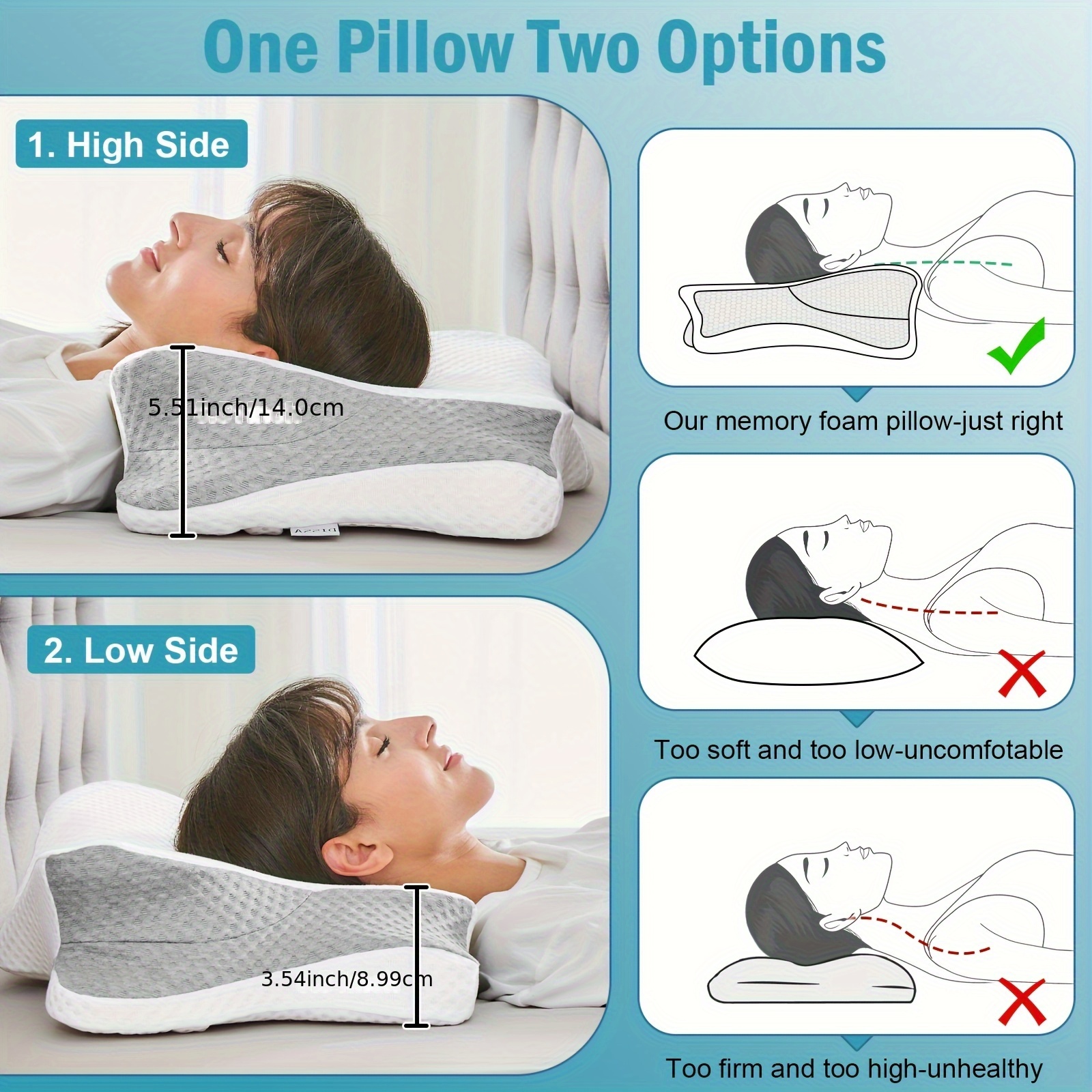 Ergonomic Cervical Pillow - Hypoallergenic, Soft, Orthopedic Neck Support for Side & Back Sleepers, Machine Washable - Image 10