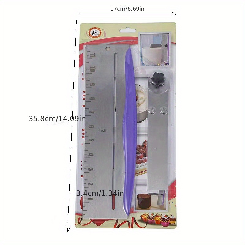 1pc, Stainless Steel Adjustable Height Cake Scraper, Fondant Cake Smoother,  Kitchen Baking Tool