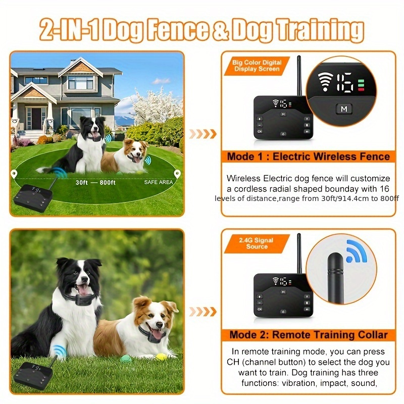 Electric Dog Fence - Fully Wireless Fence - Invisible Waterproof