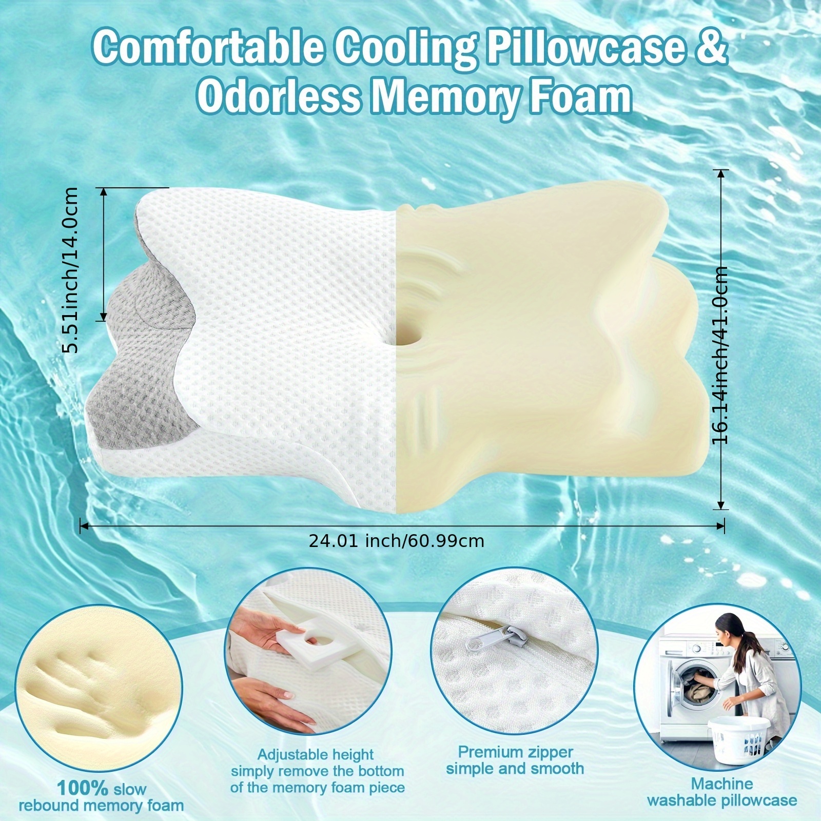 Ergonomic Cervical Pillow - Hypoallergenic, Soft, Orthopedic Neck Support for Side & Back Sleepers, Machine Washable - Image 3