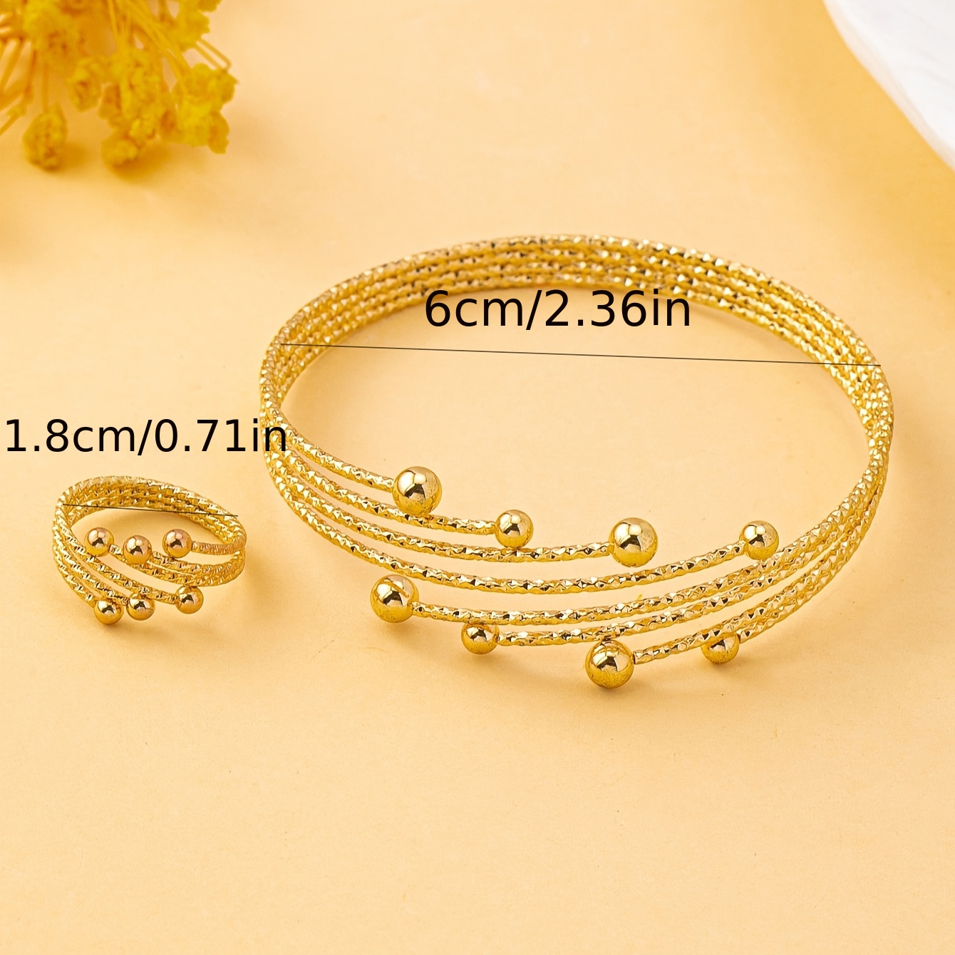 2pcs Fashionable Minimalist Bead Women's Ring Set