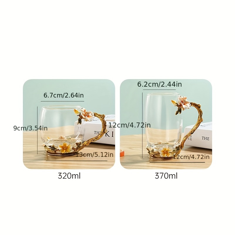 Flower Enamel Crystal Tea Cup Coffee Mug Lead free Glass - Temu