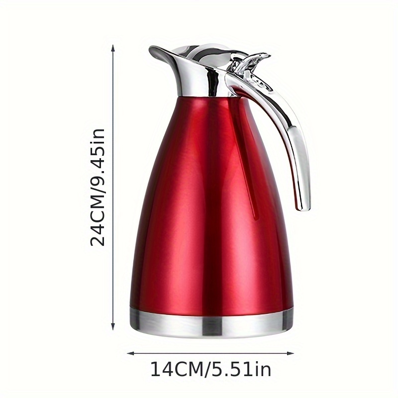 Thermo Pot, Stainless Steel Thermal Coffee Tea Pot Double Walled Vacuum Hot  Water Bottle(2L Red)