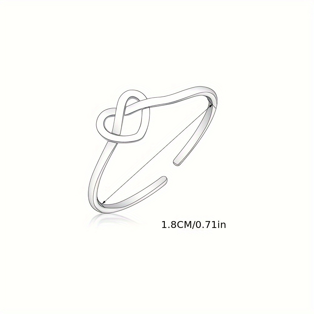 925 Sterling Silver Heart Knot Statement Ring