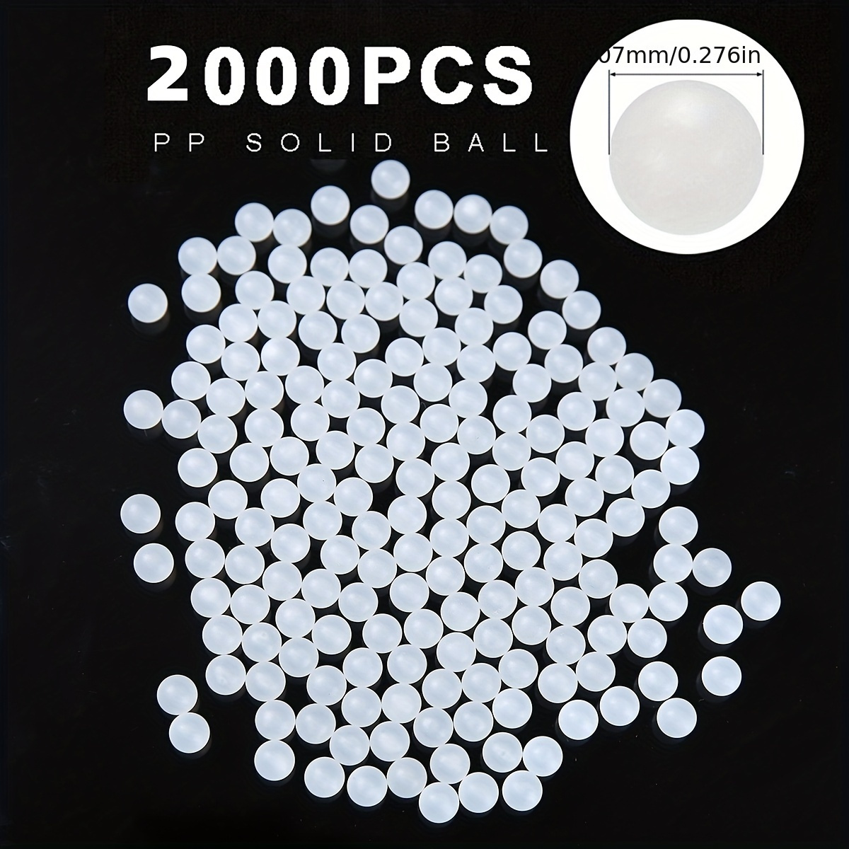 

2000pcs Plastic Polypropylene (pp) Solid Spheres, 7mm Unpolished Mill Finish Solid Balls For Industrial Applications