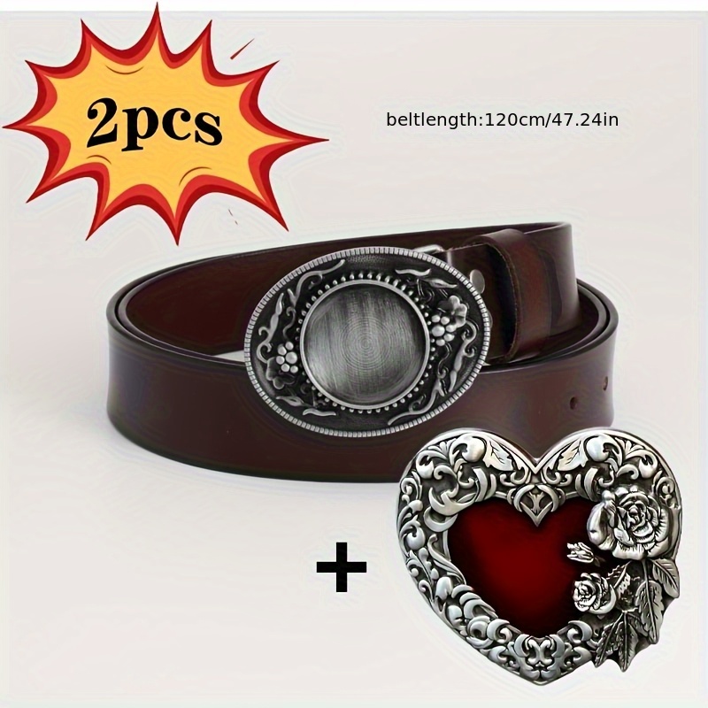 Retro Gothic Leather Belt Set Punk Style Unisex Belts