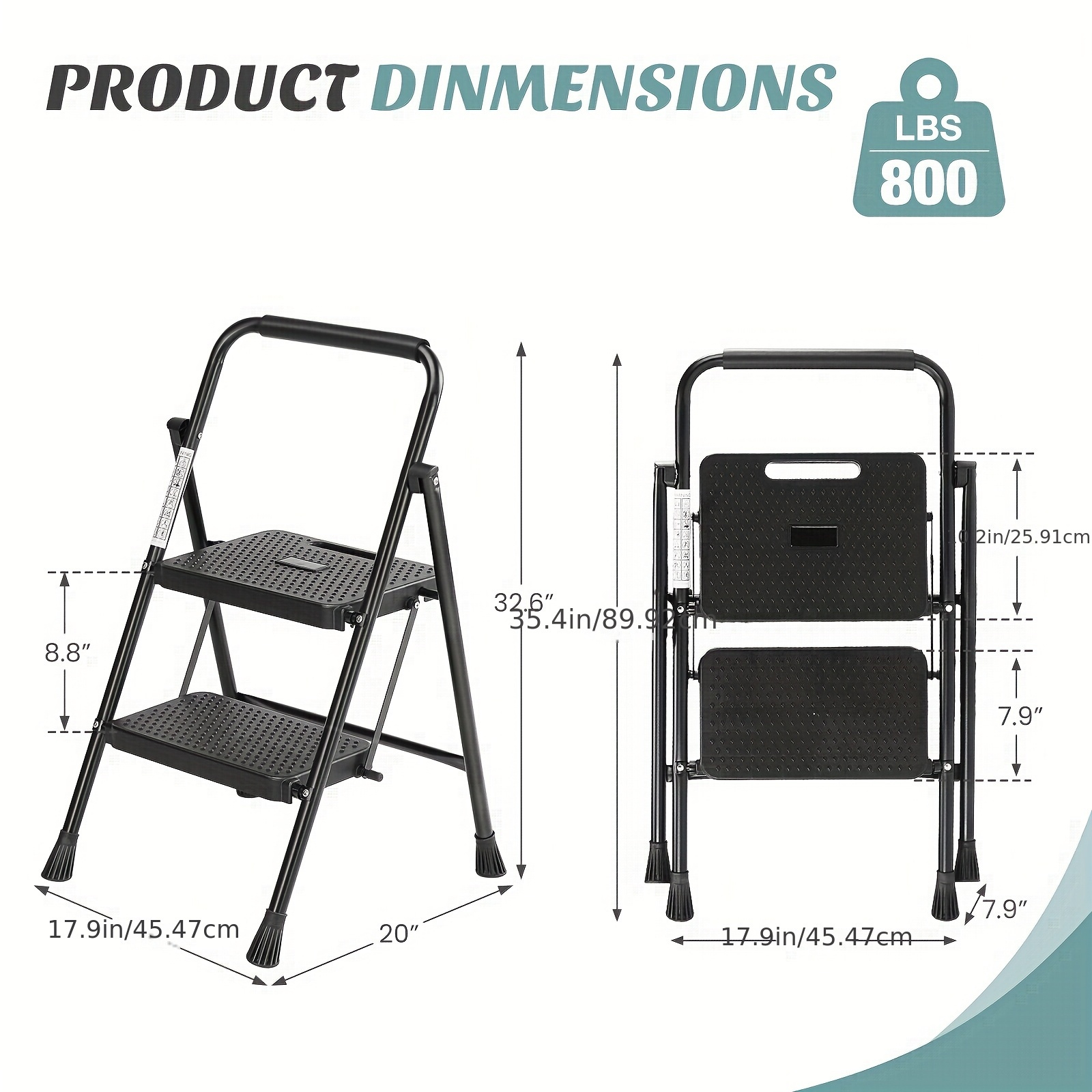 Heavy Duty Folding Step Ladder with Wide Anti-Slip Steps & Shelves - Portable Steel Step Stool Suitable for,, - Lightweight Sturdy 2/3-Step Ladder, Ideal for,,, Festival Gifts, Space-Saving, Storage 7 Heavy Duty Folding Step Ladder with Wide Anti-Slip Steps & Shelves - Portable Steel Step Stool Suitable for,, - Lightweight Sturdy 2/3-Step Ladder, Ideal for,,, Festival Gifts, Space-Saving, Storage - Image 7