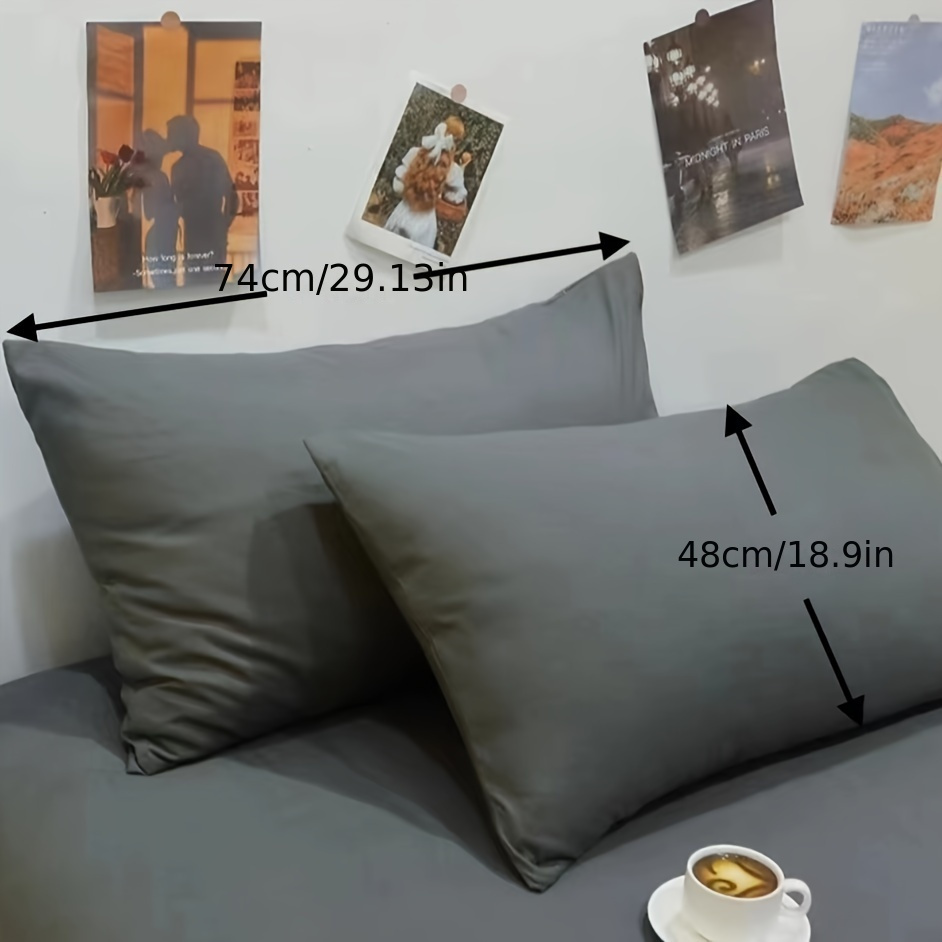 high quality pure gray hypoallergenic knitted polyester pillowcase breathable and dirt resistant machine washable 48x74cm details 1