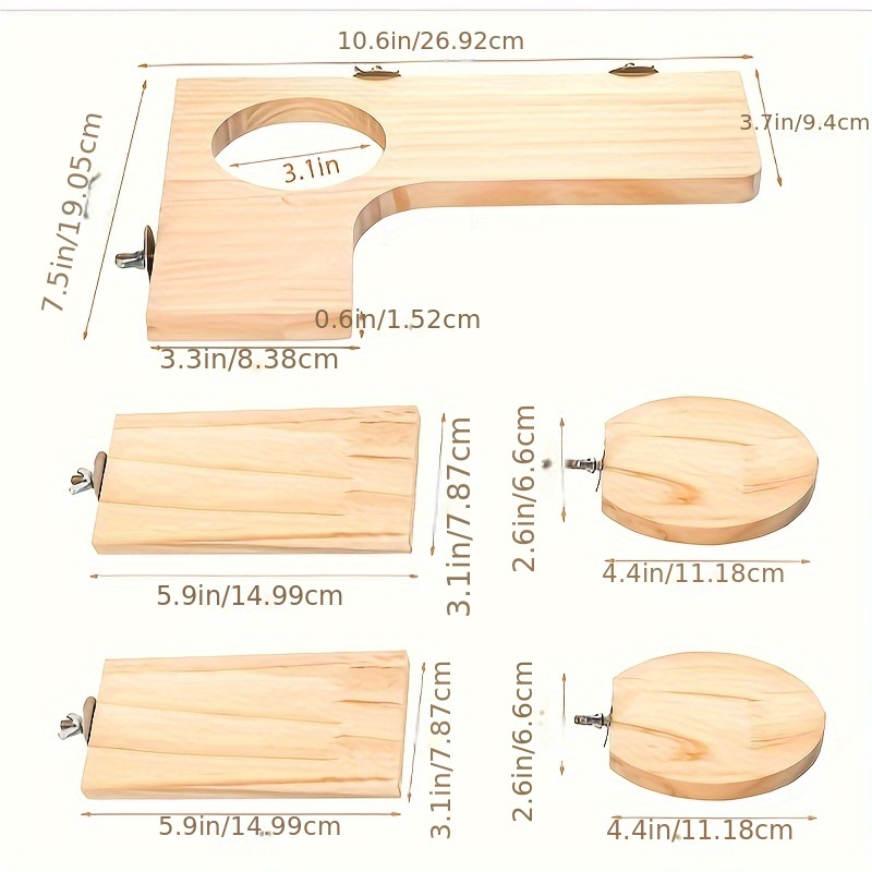 5 Piezas De Juguetes De Pedal De Madera Para Mascotas Peque as Accesorios Para Jaula De H mster Plataforma Para Chinchilla Plataforma De Juego Con