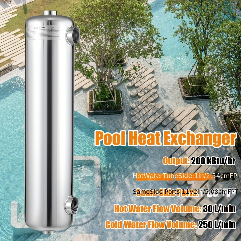 

Swimming Pool Heat Exchanger 200 Kbtu/hour 1"+1 1/2" Fpt 304 Stainless Steel Usa