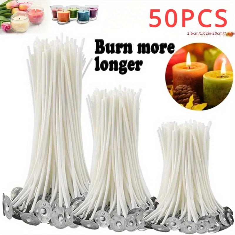 

50pcs/set Candle Wicks 2.6/9/15/20cm Smokeless Wax Pure Cotton Core For Diy Candle Making Pre-waxed Wicks Handmade Candle Making Tools