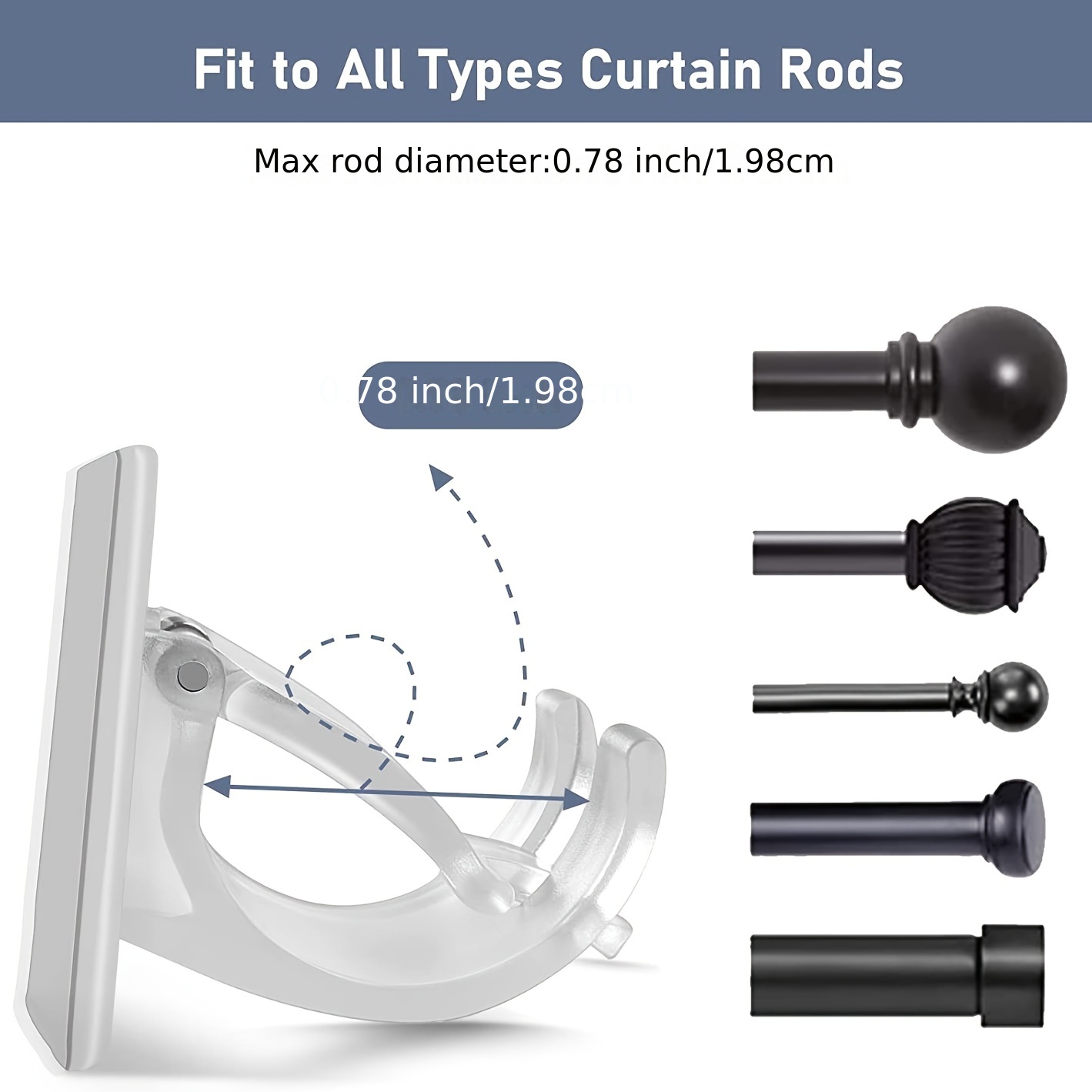 2pcs Upgraded No Drill Curtain Rod Brackets No Drilling Curtain Rod Holders  Self Adhesive Curtain Rod Hooks Nail Free Adjustable Curtain Hangers For P