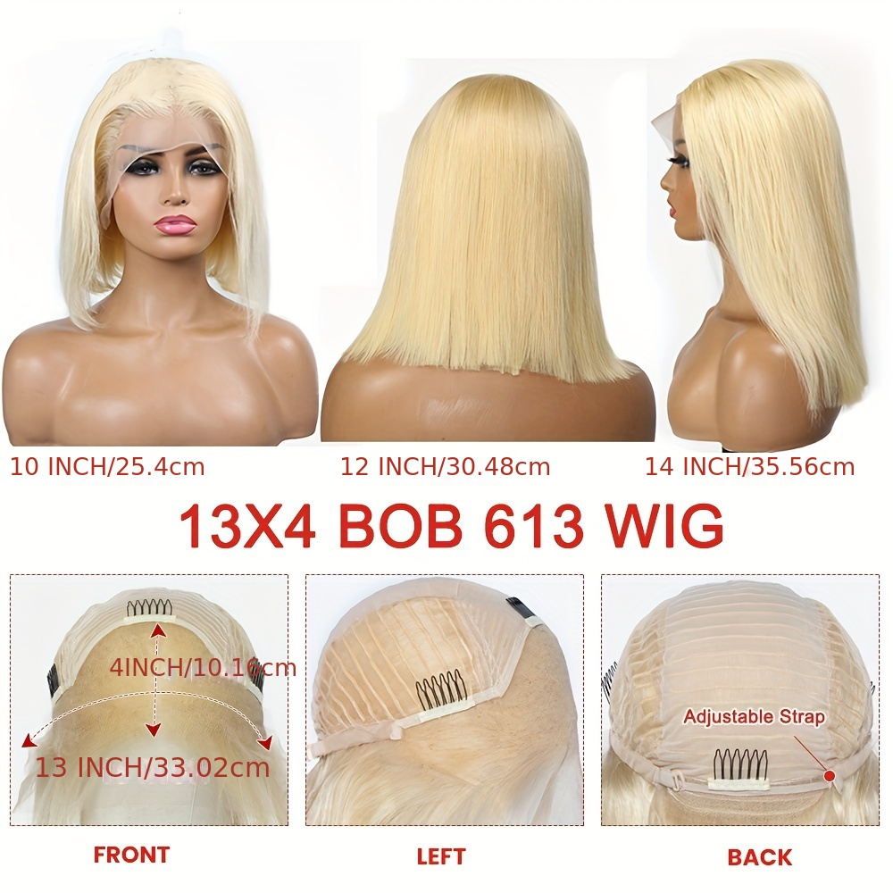 613 Blonde Color Bob Wigs 13x4 Lace Front Wigs Human Hair Temu