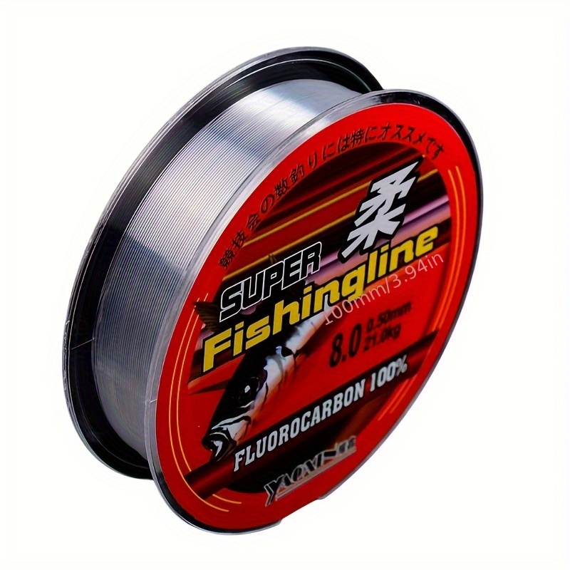 100 meters of transparent fluorocarbon fishing line with a strength range from 4 4 kg to 21 0 kg featuring strong shock absorption suitable for   saltwater and freshwater