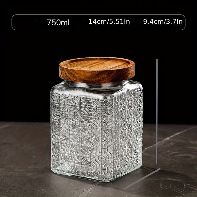 Glass Food Storage Container Jar With Acacia Wood Lid And Transparent Glass  Jar, For Coffee Beans, Tea, Spices, Cookies, Nuts & Candies