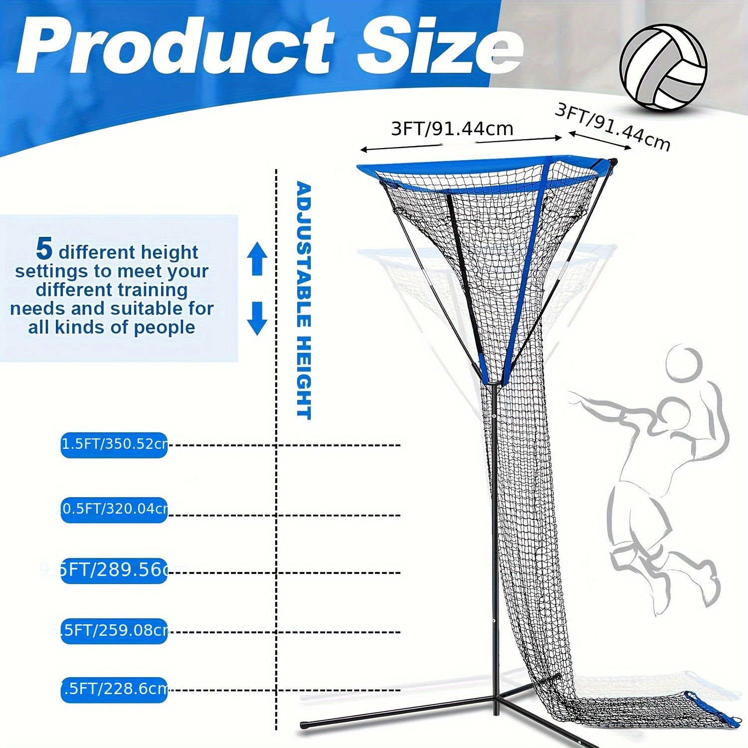 Ybaymy Volleyball Setter Trainer Net, Adjustable Height Volleyball Setter Training Equipment Great For Indoor And Outdoor Practice