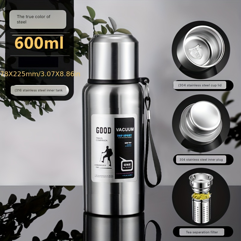 TEMU Stainless Steel Insulated Water Bottle - Large Capacity, Leakproof & Portable For Outdoor Activities, Sports & Travel - Bpa-free, Vacuum, Resistance