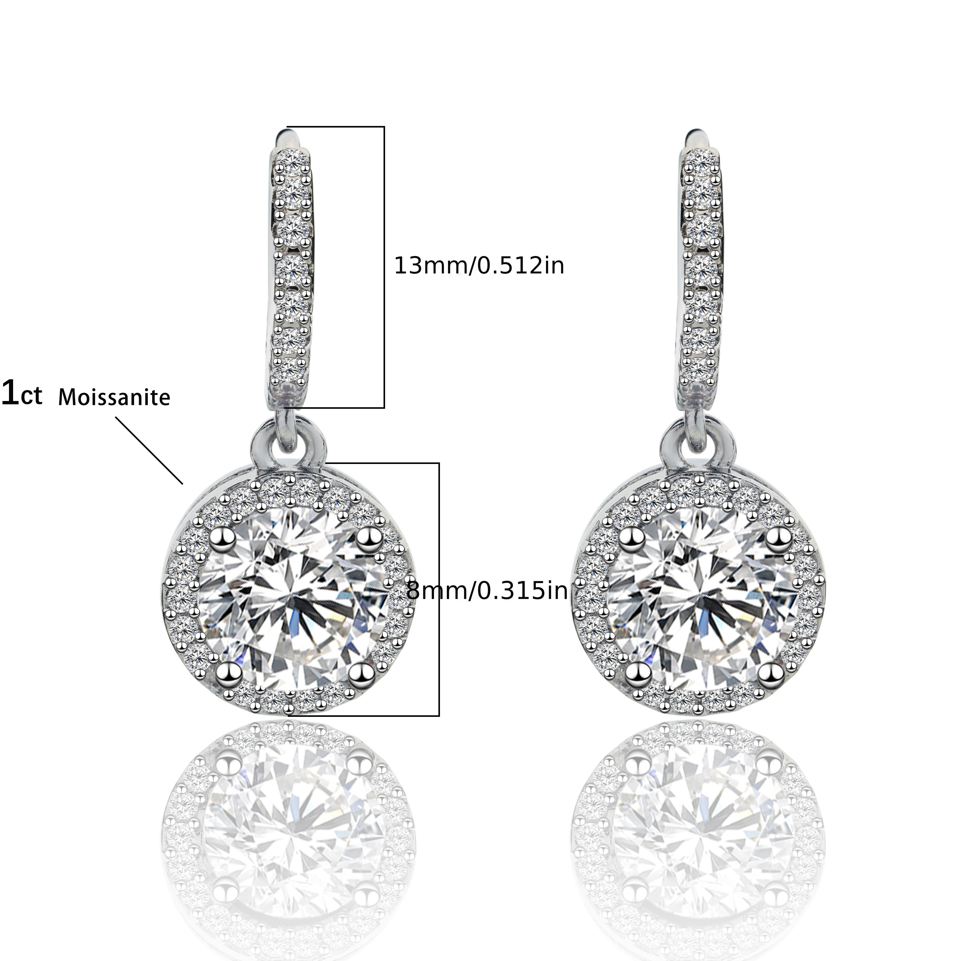 925 silver fashionable elegant 1ct moissanite pendant earrings are   for women on anniversary birthday engagement   valentines day christmas or wedding celebration gift box Product details 0