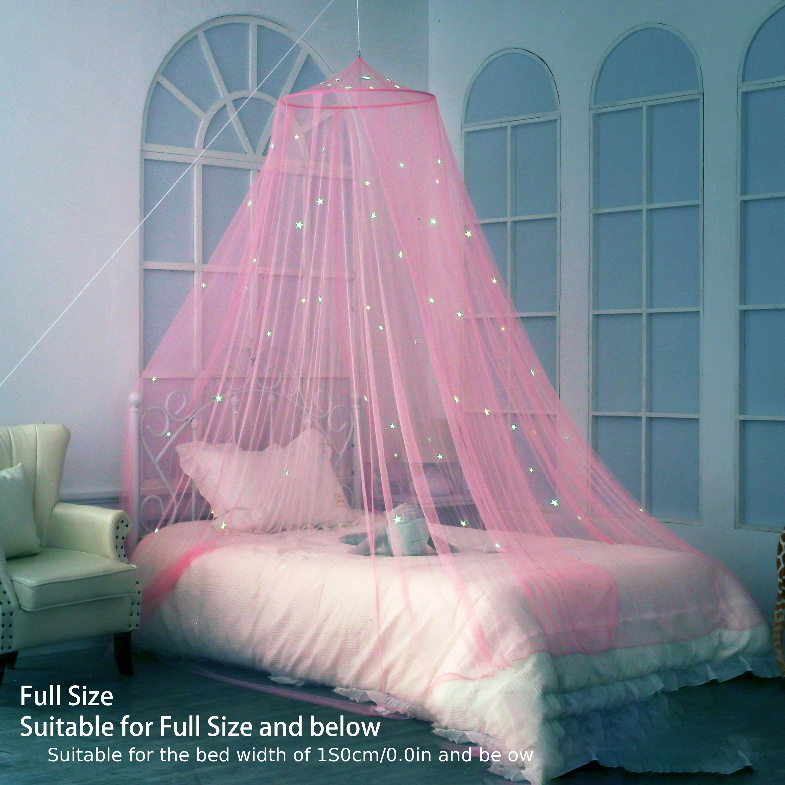 1pc Dome Hanging Princess Installation Free Folding Luminous Star Net Household Bed Curtain