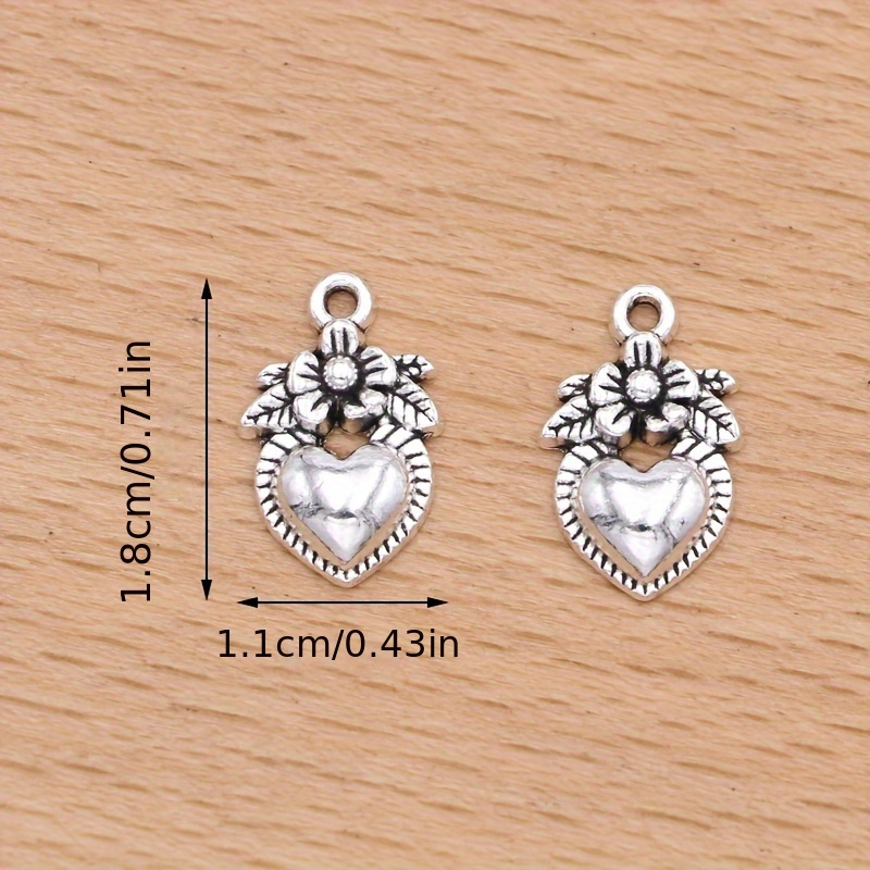 Silver Plated Heart Charms Flower Pendants For Jewelry - Temu