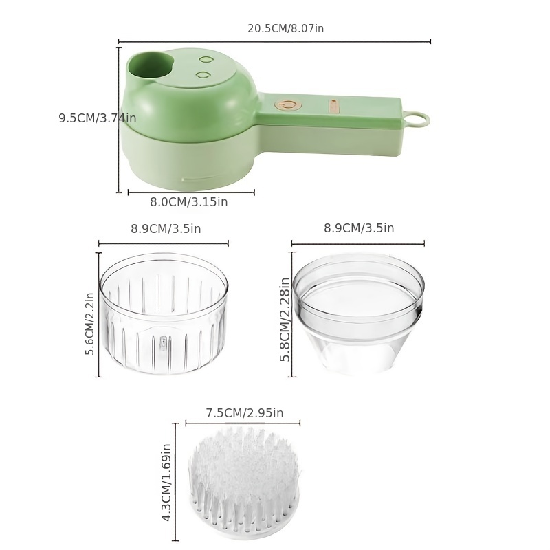 Electric Vegetable Cutter Set 4 in 1 Handheld Wireless Food Processor for  Garlic Pepper Chili Onion Celery Ginger Meat with Brush