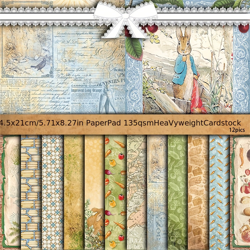 

Inspiration Pad, Vintage-inspired Craft , 12 Sheets - Large Size, Mixed Colors, Rectangular, Single-use For Diy Projects & Journaling