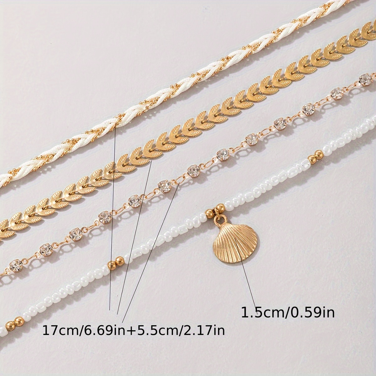 4 Piezas, Pulseras De Conchas De Puka Para Vacaciones En La Playa Con Cadena De Avión Simple Tejida Con Cuerda Para Mujer, Accesorios De Joyería Versátiles