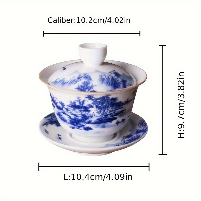 1pc Chinesischer Gaiwan Keramik teetasse Blau weiße - Temu Germany