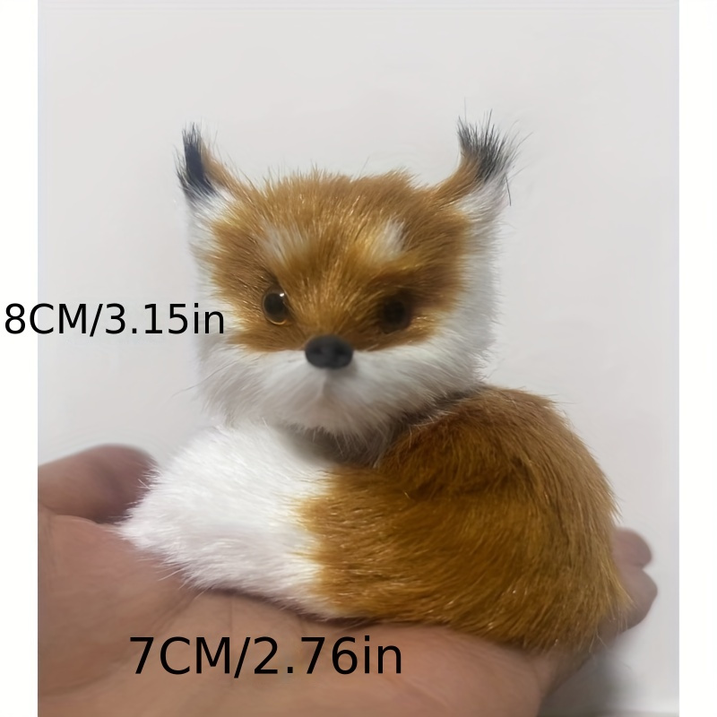 GUDVES Simulation Brown Fox Toy Furs Squatting Fox Model Home Decoration Animals World with Static Action Figures (FOX toy)