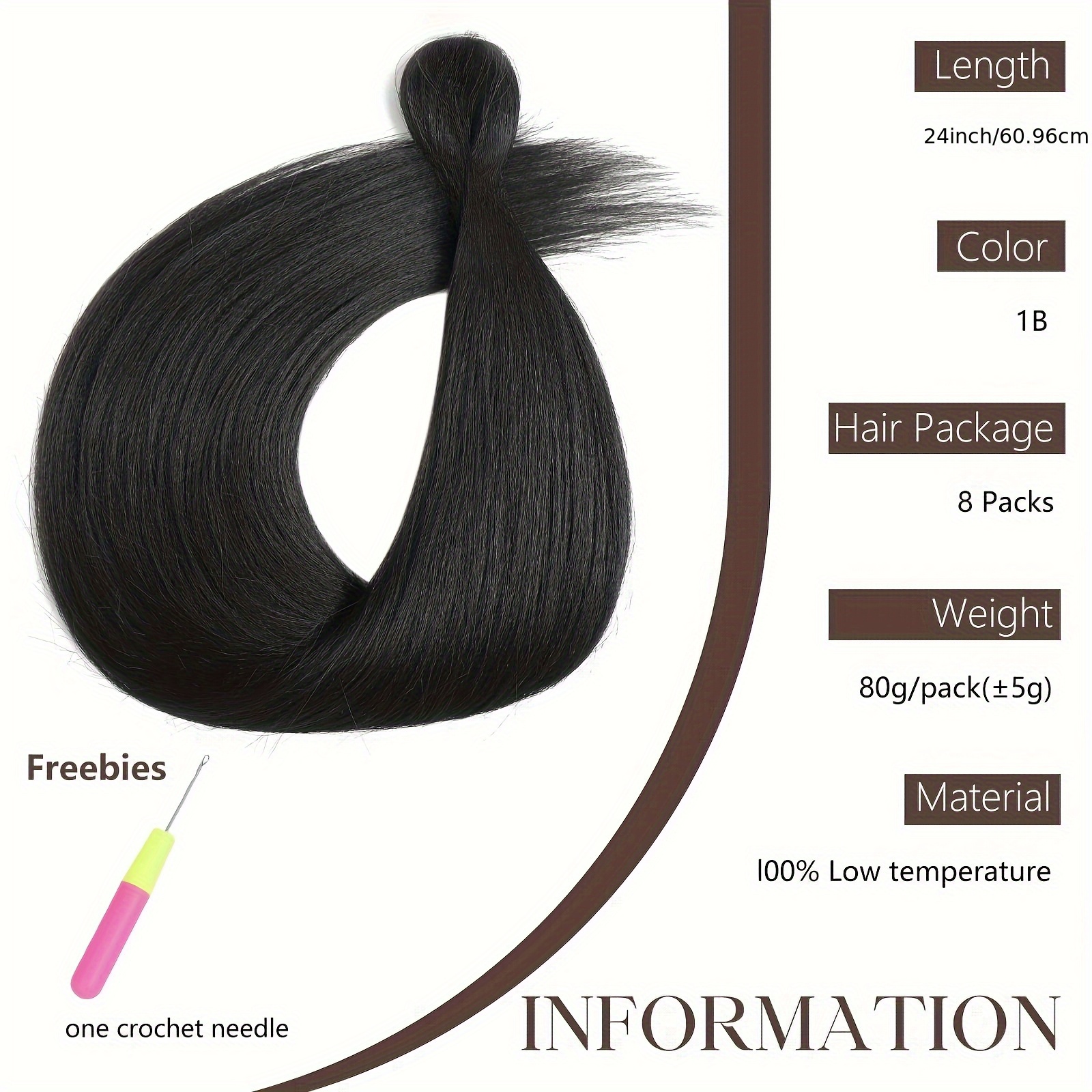8pcs black pre-stretched braiding hair for women - y2k   texture synthetic hair for boho twist crochet braids, professional hairpiece for braids, braiding hair accessories, y2k hair style,   hair details 4