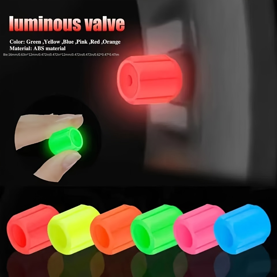 16pcs Luminous Tire Valve Stem Caps, Universal Glow-in-the-Dark Wheel Valve Covers for Bikes Motorcycles Cars - Durable Plastic, Dust-Proof & Leak-Proof